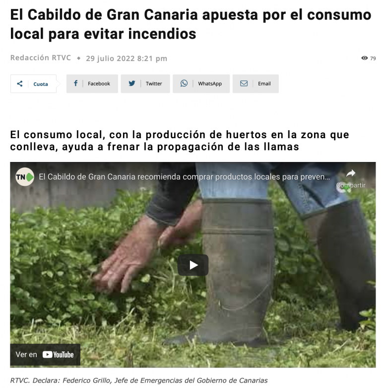 El Cabildo de Gran Canaria apuesta por el consumo local para evitar incendios