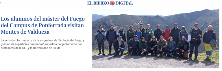 Los alumnos del máster del Fuego del Campus de Ponferrada visitan Montes de Valdueza